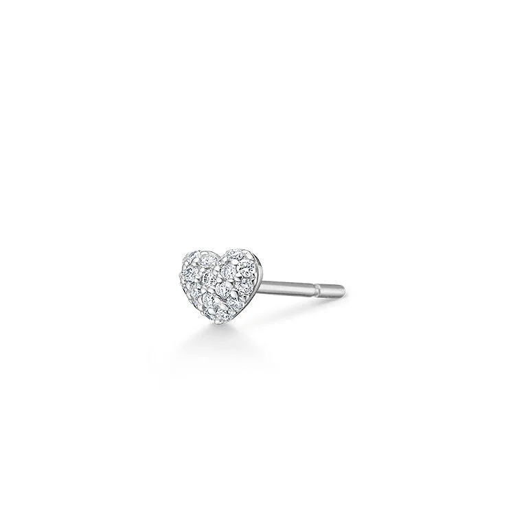 Rock My Heart Pavé 18K Whitegold Stud w. Diamonds