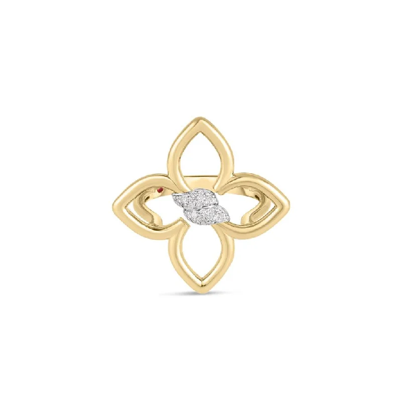 Roberto Coin 18k Yellow/White Gold Cialoma Small Diamond Flower Ring