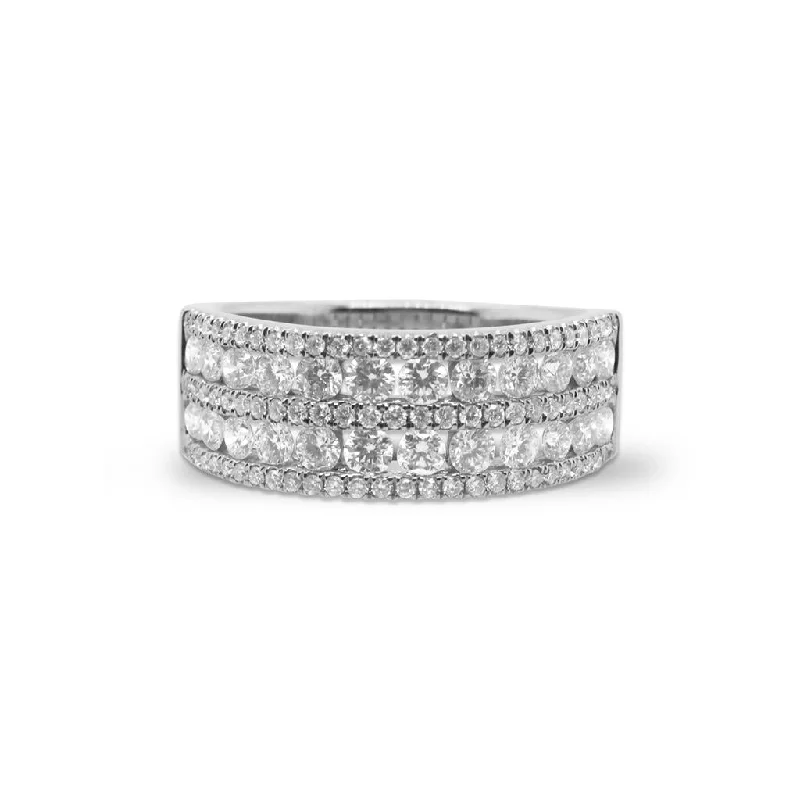 14k White Gold 5 Row Diamond Fashion Ring