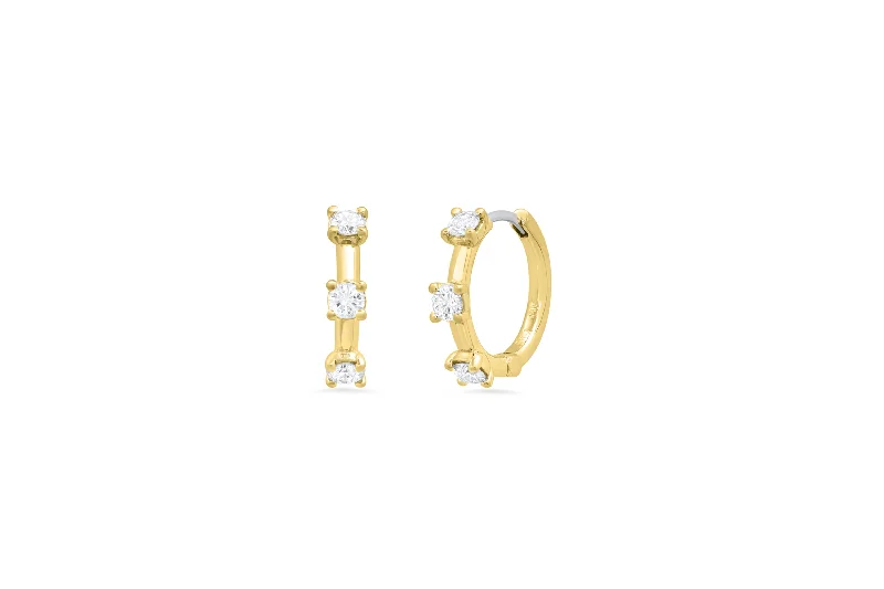 tiny star constellation bracelet Separated Diamond Huggie Earrings