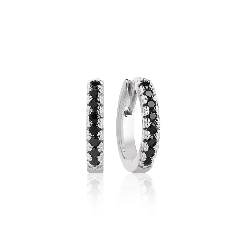 Ellera Medio Silver Earrings w. Black Zirconias