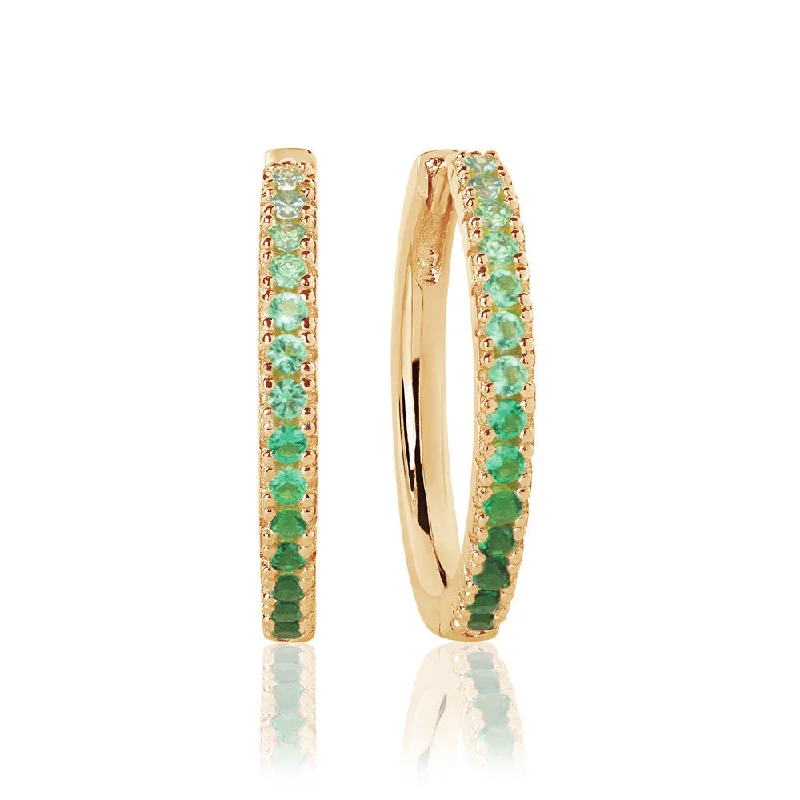 Ellera Grande Green 18K Gold Plated Hoops w. Zirconia