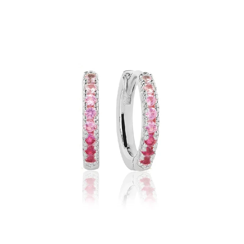 Ellera Medio Pink Silver Hoops w. Zirconia