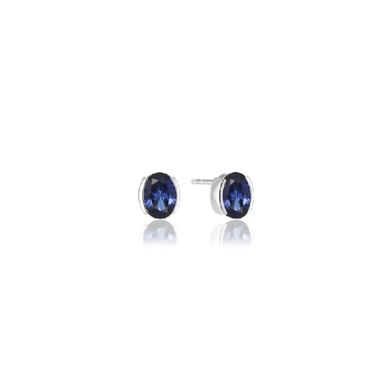 Ellisse Carezza Silver Studs w. Blue Zirconia