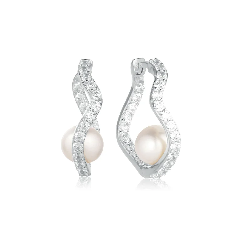 custom initial pendant necklace Ponza Silver Hoops w. Zirconias & Pearl