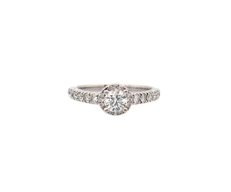 Tolkowsky 1.00ctw Round Diamond Halo Engagement Ring in 14K