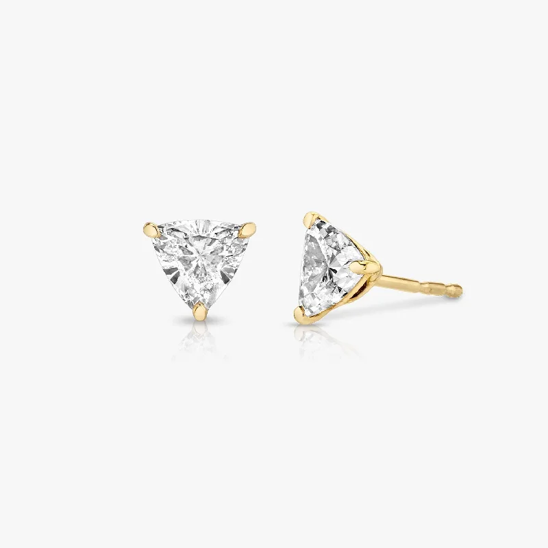 Solitaire Trillion 14K Gold Studs w. Lab-Grown Diamonds