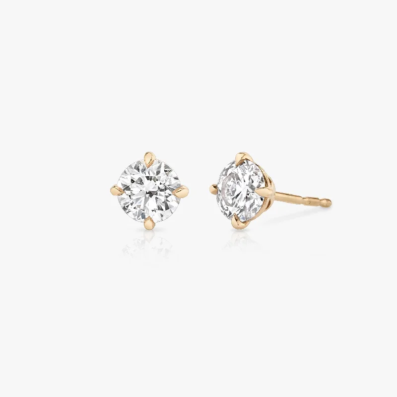 Solitaire Round Brilliant 14K Rosegold Studs w. Lab-Grown Diamonds