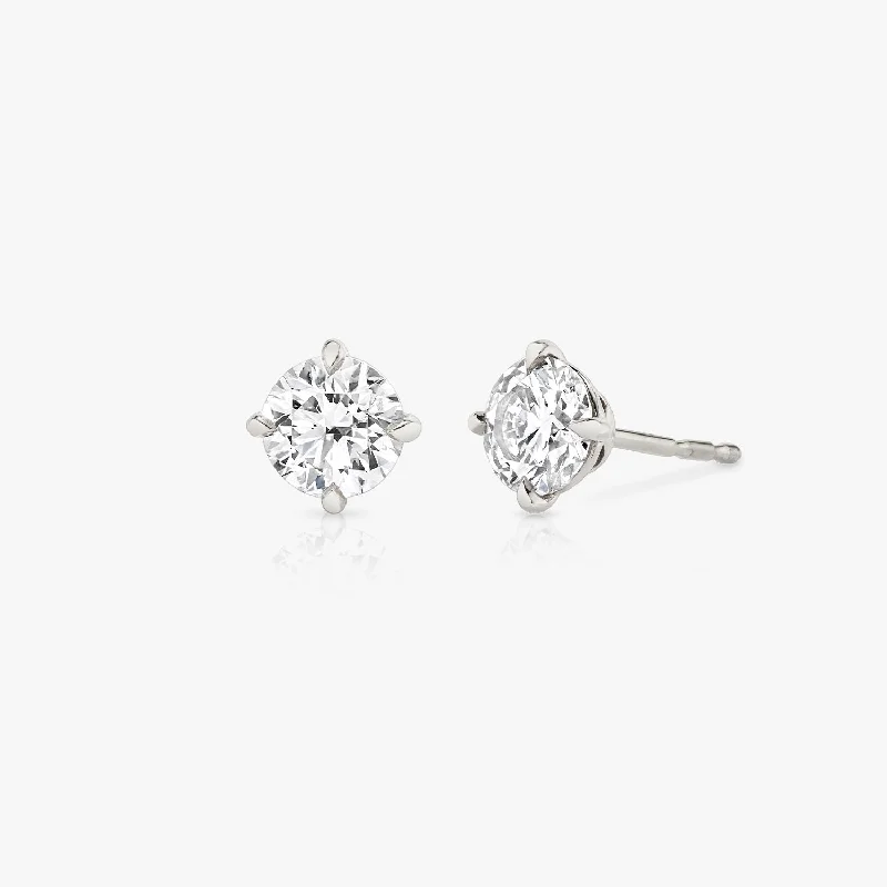 Solitaire Round Brilliant 14K Whitegold Studs w. Lab-Grown Diamonds