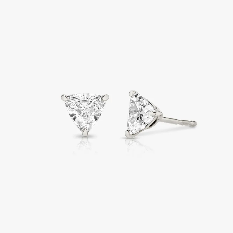 Solitaire Trillion 14K Whitegold Studs w. Lab-Grown Diamonds