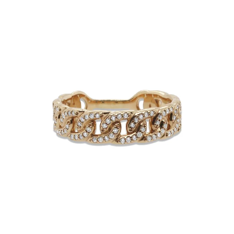 14k Yellow Gold & Diamond Chain Link Ring