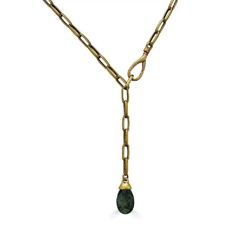 real jade jadeite bangle Gold Lariat with Labradorite Pendant