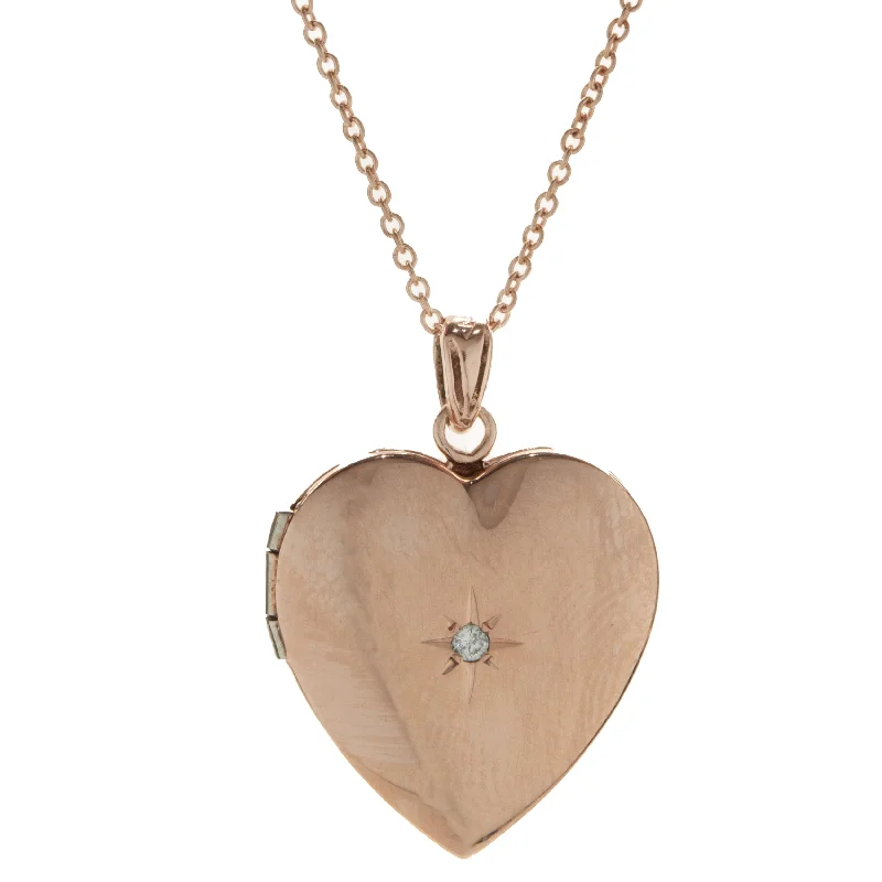 classic pearl bridal earrings 14 Karat Rose Gold Diamond Heart Locket Necklace