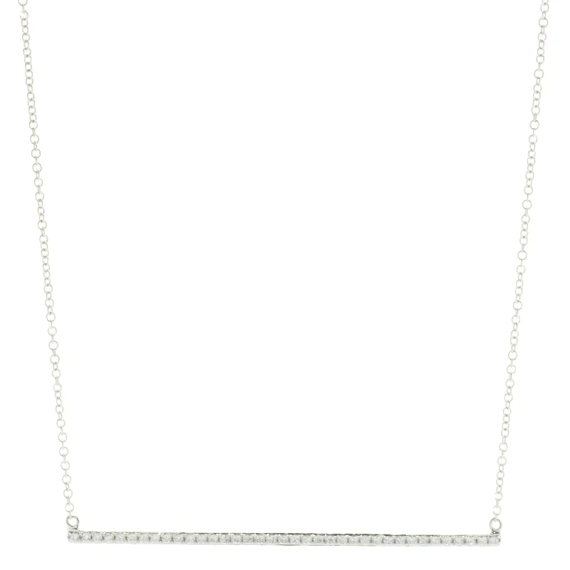 small diamond cross pendant 14 Karat White Gold Diamond Bar Necklace