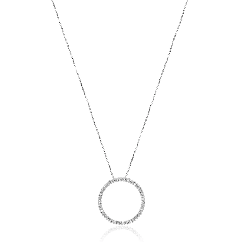 delicate heart stud earrings 14 Karat White Gold Diamond Open Circle Necklace
