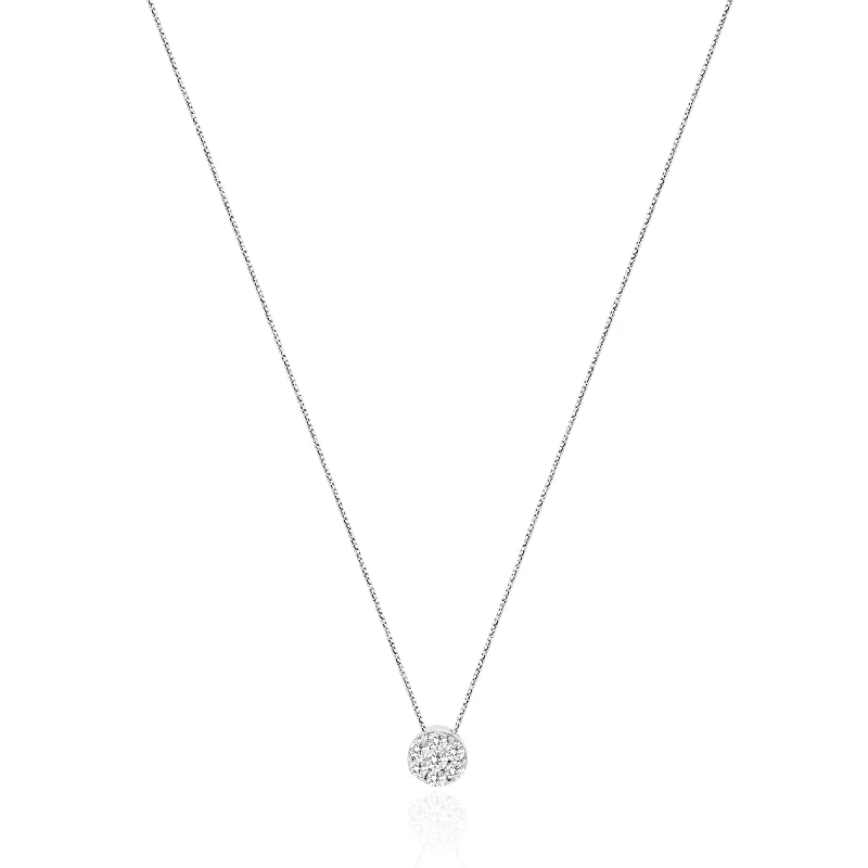 handcrafted crystal quartz ring 14 Karat White Gold Pave Diamond Cluster Necklace