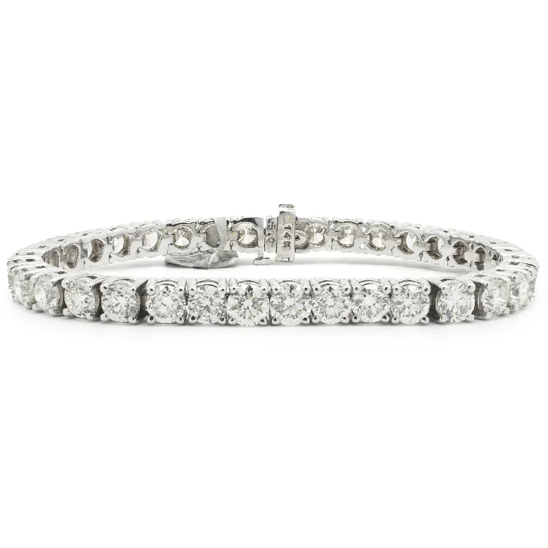 14 Karat White Gold Round Brilliant Cut Diamond Tennis Bracelet