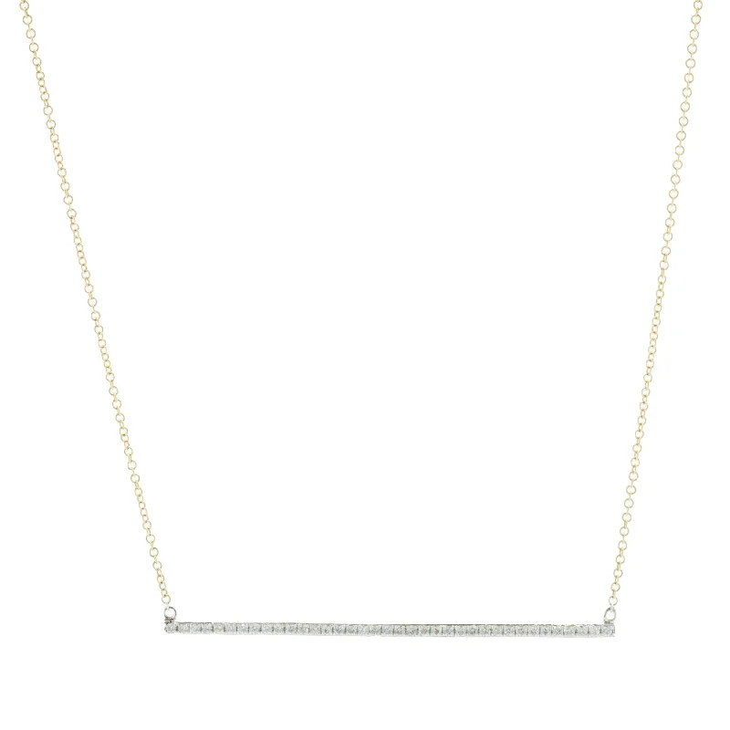 minimalist cubic zirconia earrings 14 Karat Yellow Gold Diamond Bar Necklace