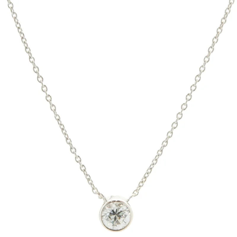 14 Karat White Gold Diamond Solitaire Necklace with Extension