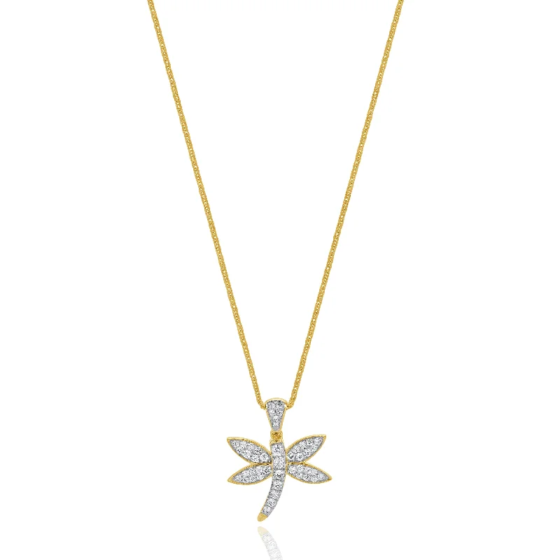 sterling silver braided ring 14 Karat Yellow Gold Pave Diamond Dragonfly Necklace
