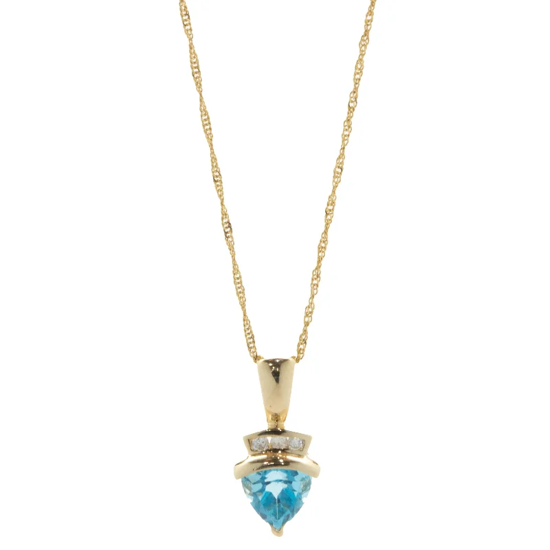 ethical lab-grown diamond ring 14 Karat Yellow Gold Trillion Cut Blue Topaz and Diamond Necklace ethical lab-grown diamond ring 14 Karat Yellow Gold Trillion Cut Blue Topaz and Diamond Necklace