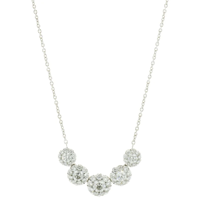 classic wedding set with diamonds 14 Karat White Gold Diamond Cluster Necklace