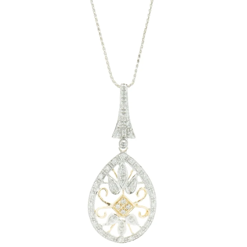 adjustable charm bracelet sterling silver 14 Karat Yellow & White Gold Diamond Filigree Necklace adjustable charm bracelet sterling silver 14 Karat Yellow & White Gold Diamond Filigree Necklace