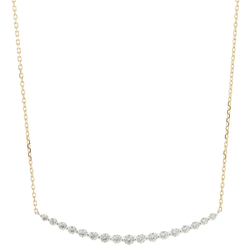 tiny diamond cross necklace 14 Karat Yellow & White Gold Diamond Smile Necklace