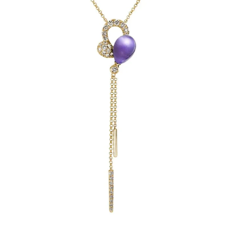 14k Amethyst & Diamond Pendant Necklace