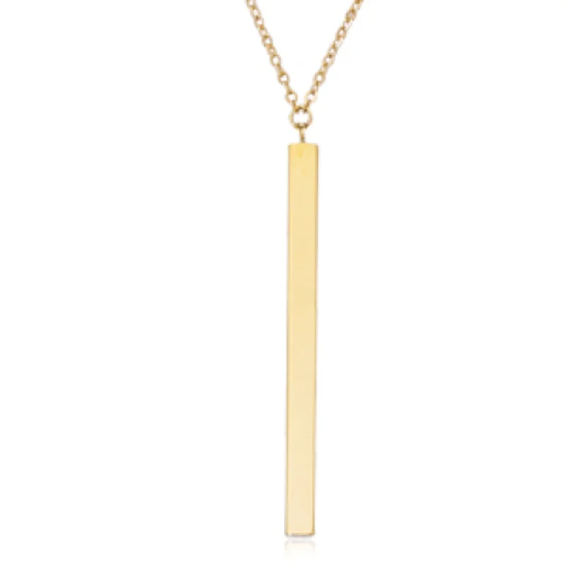 rose gold cartilage barbell 14k Gold Bar Drop Pendant Necklace
