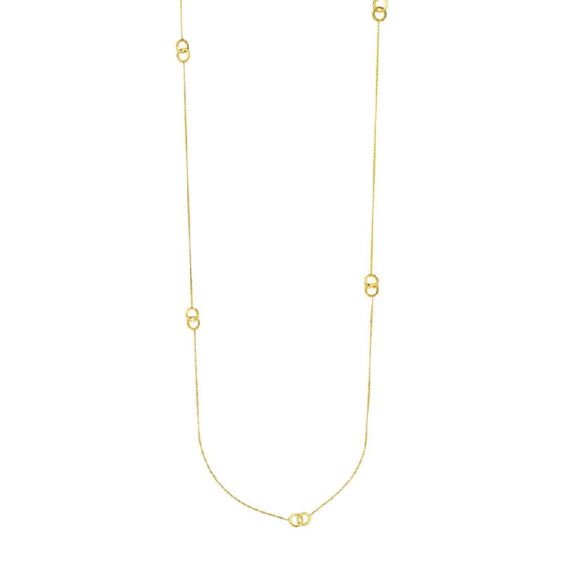 14k Gold Intertwined Circles Stations Necklace