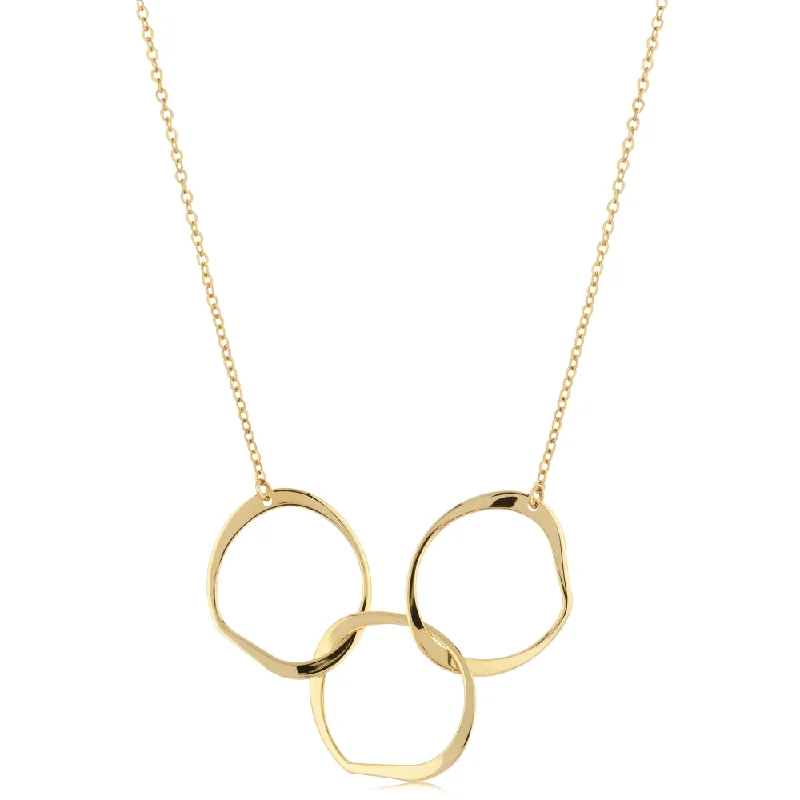 14k Gold Triple Circles Pendant Necklace