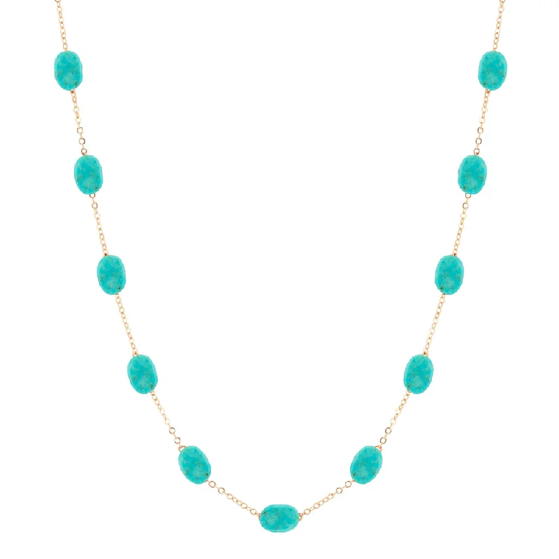 dainty opal nose ring 14k Turquoise Nugget Station Necklace
