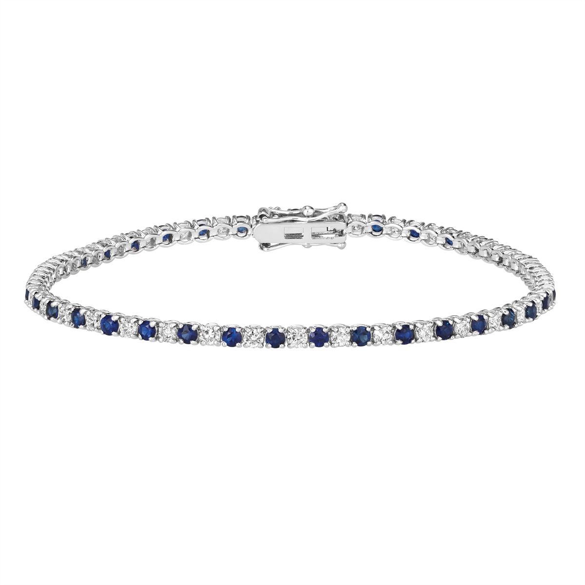 14K White Gold Diamond and Sapphire Bracelet