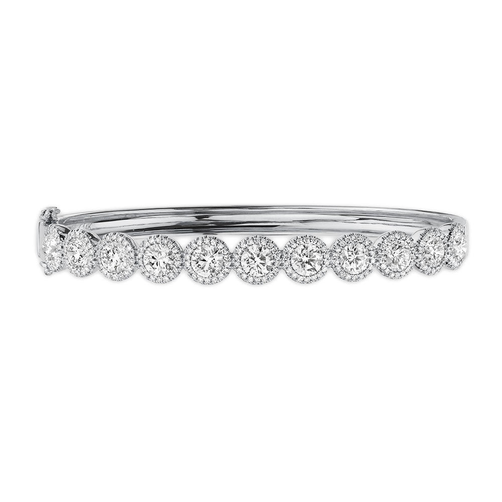 14K White Gold Diamond Bangle Bracelet