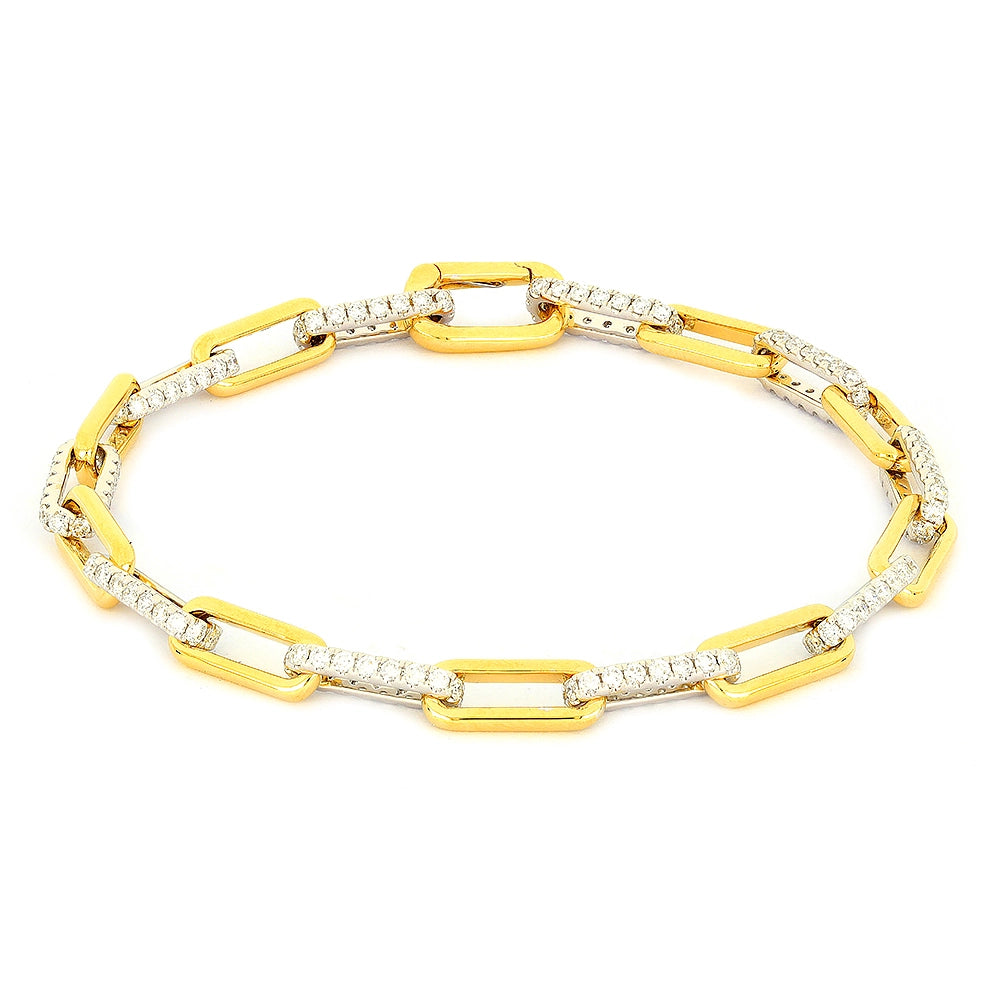 dainty silver hamsa bracelet 14K Yellow and White Gold Diamond Paperclip Link Bracelet