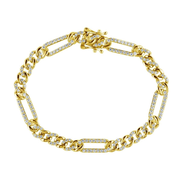 14K Yellow Gold Diamond Chain Link Bracelet