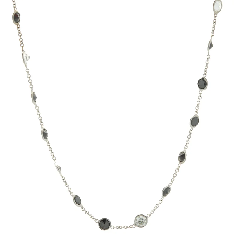 18 Karat White Gold Black and White Diamonds By The Yard Necklace