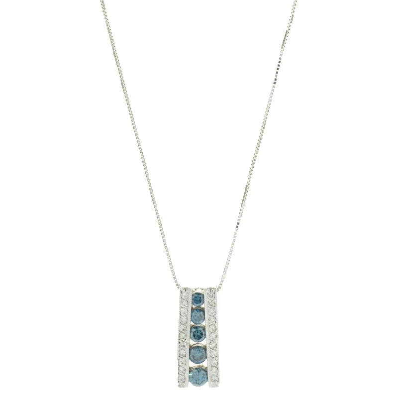 minimalist gold crescent moon necklace 18 Karat White Gold Blue and White Diamond Slide Necklace minimalist gold crescent moon necklace 18 Karat White Gold Blue and White Diamond Slide Necklace