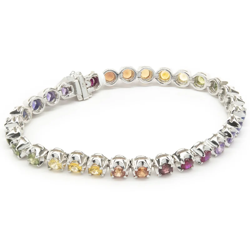 gothic black onyx ring men 18 Karat White Gold Rainbow Sapphire Tennis Bracelet