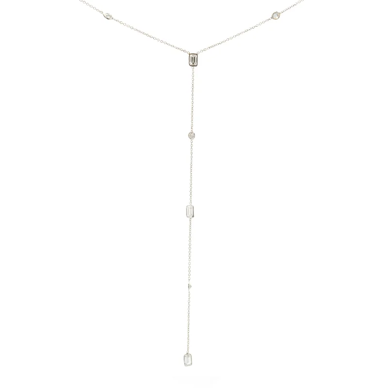 infinity loop ring rose gold 18 Karat White Gold Round and Emerald Cut Diamond Lariat Necklace infinity loop ring rose gold 18 Karat White Gold Round and Emerald Cut Diamond Lariat Necklace