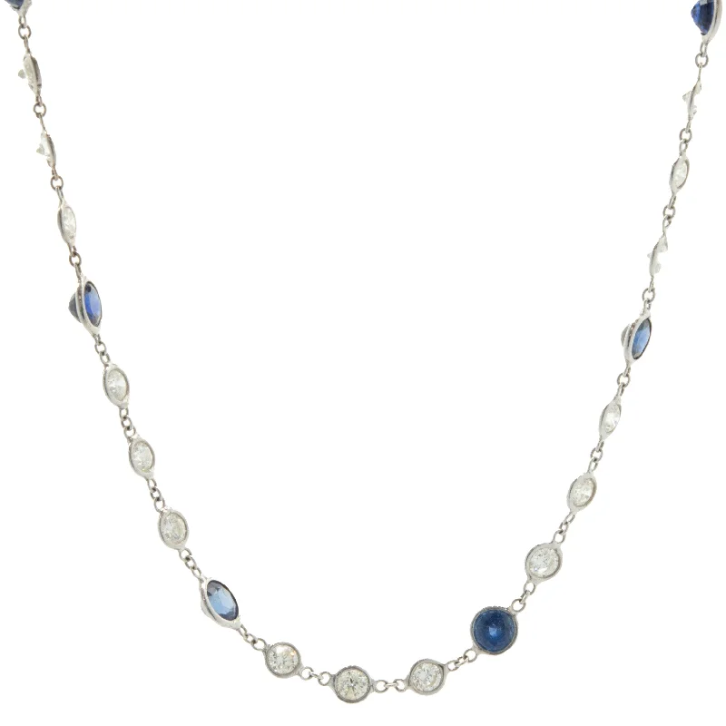 cubic zirconia stud earrings classic 18 Karat White Gold Sapphire and Diamonds By The Yard Necklace cubic zirconia stud earrings classic 18 Karat White Gold Sapphire and Diamonds By The Yard Necklace