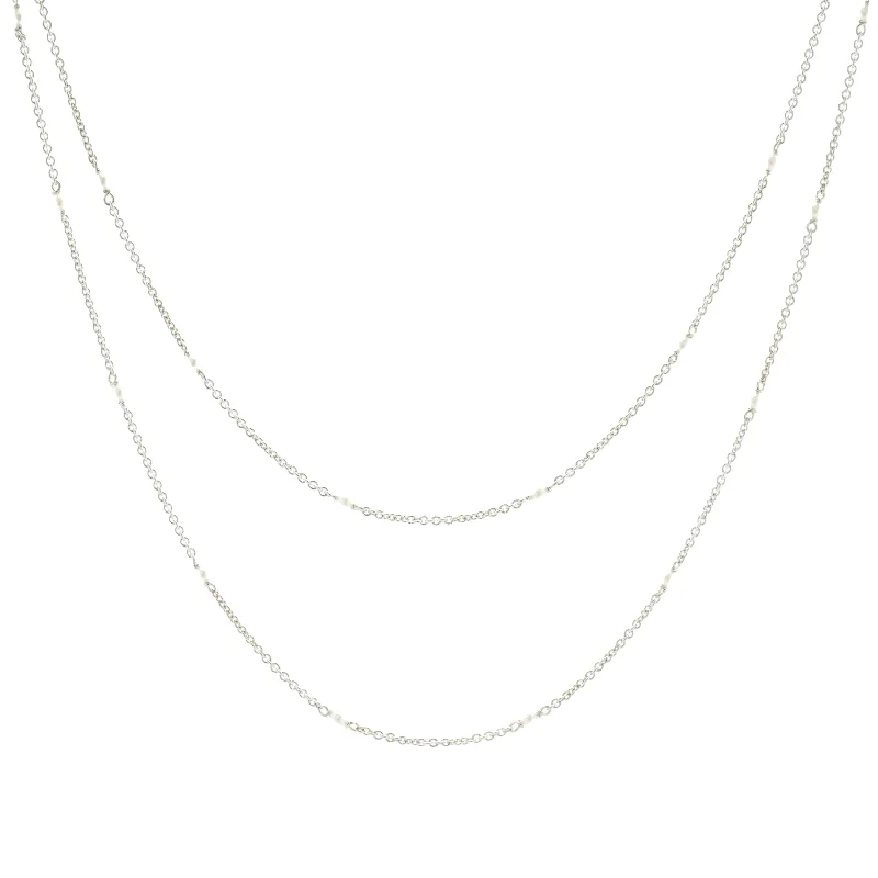statement gemstone necklace handmade 18 Karat White Gold Seed Pearl Station Necklace statement gemstone necklace handmade 18 Karat White Gold Seed Pearl Station Necklace