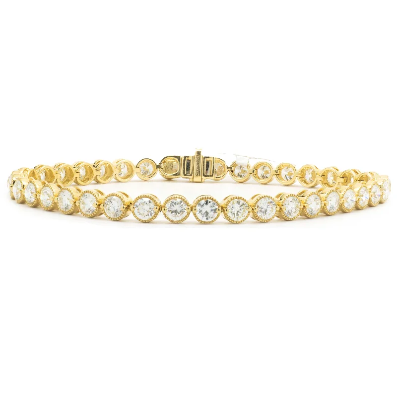 18 Karat Yellow Gold Diamond Tennis Bracelet