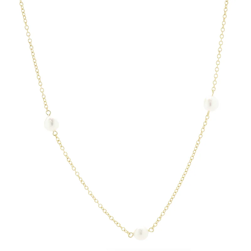 genuine amber pendant necklace 18 Karat Yellow Gold Pearl Station Necklace