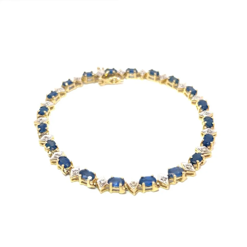 Pre-Owned Blue Sapphire and Diamond Bracelet