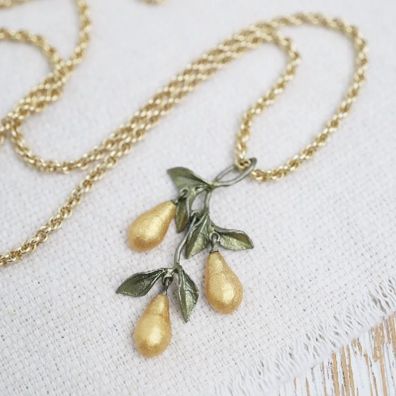 Golden Pear Long Pendant Long Necklace