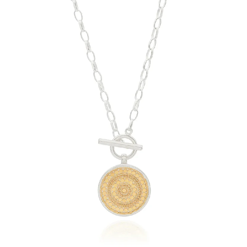 men’s beaded bracelet with charms Anna Beck Contrast Dotted Circle Toggle Necklace - Gold & Silver men’s beaded bracelet with charms Anna Beck Contrast Dotted Circle Toggle Necklace - Gold & Silver