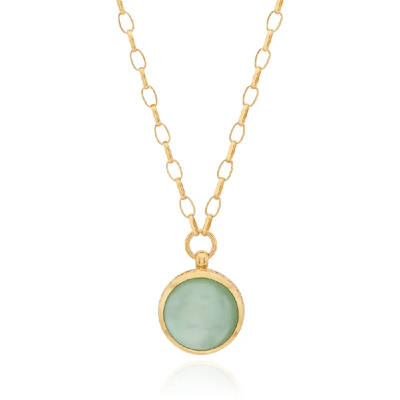 personalized couples necklace gold Anna Beck Medium Green Quartz Pendant