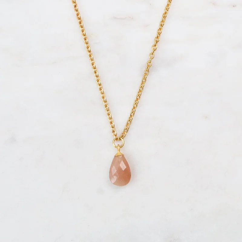 classic tennis bracelet white gold Peach Moonstone Pendant Necklace